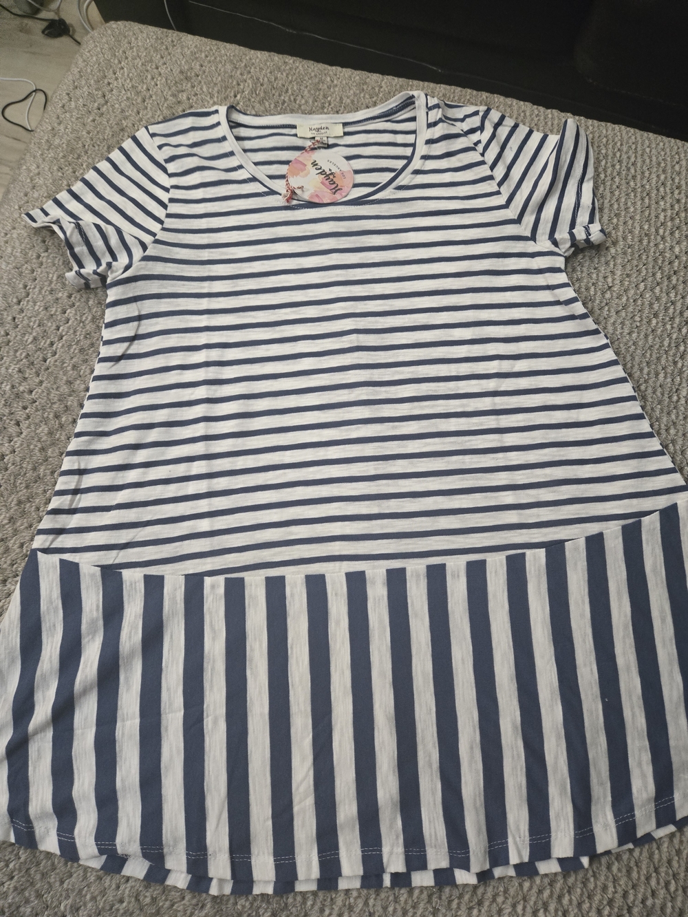 Hayden Navy and White Striped Casual Girls' Dress